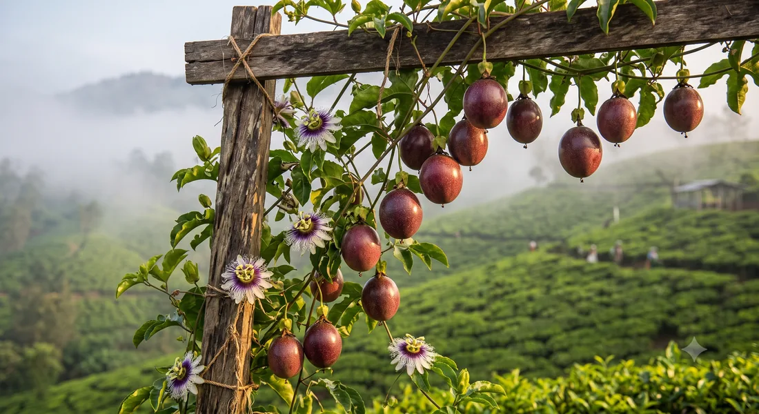 Passion fruit vines in Idukki